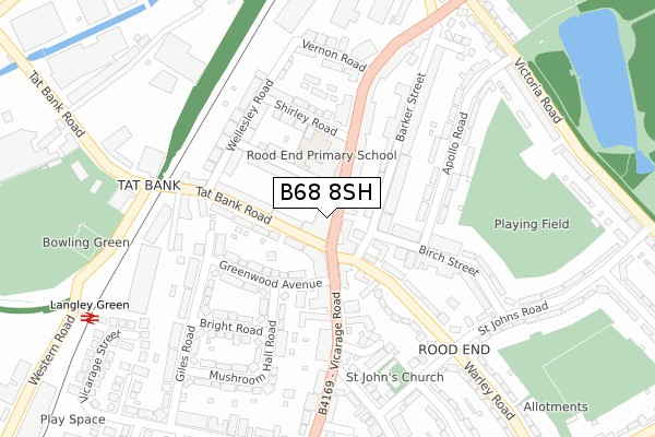 B68 8SH map - large scale - OS Open Zoomstack (Ordnance Survey)