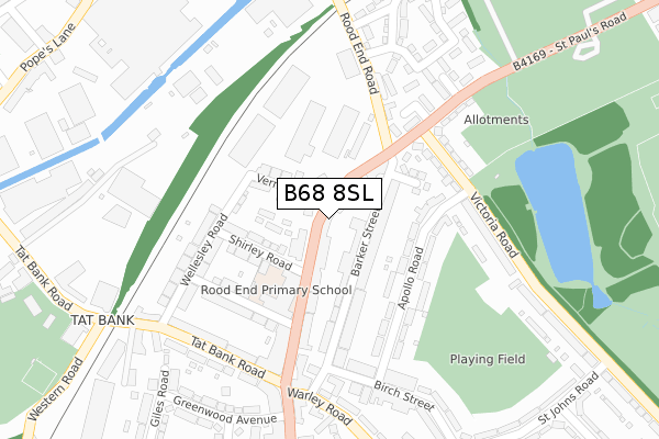 B68 8SL map - large scale - OS Open Zoomstack (Ordnance Survey)