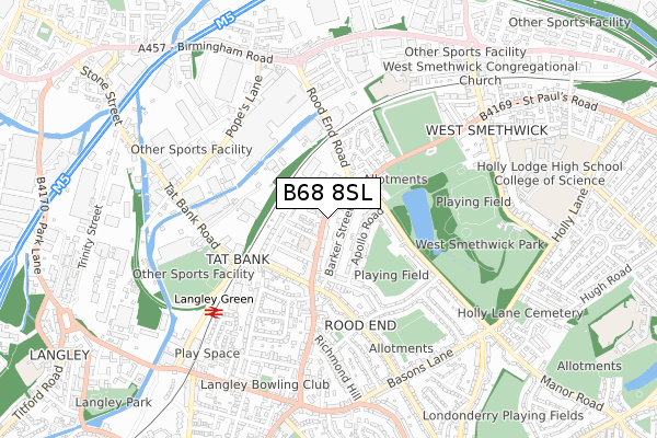 B68 8SL map - small scale - OS Open Zoomstack (Ordnance Survey)