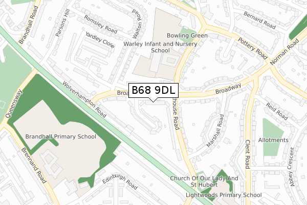 B68 9DL map - large scale - OS Open Zoomstack (Ordnance Survey)