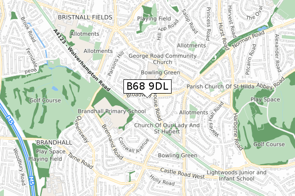 B68 9DL map - small scale - OS Open Zoomstack (Ordnance Survey)