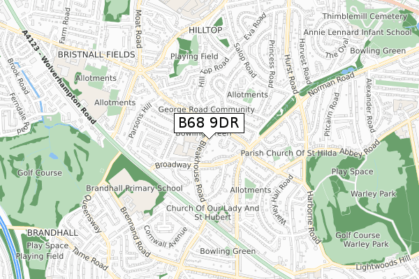 B68 9DR map - small scale - OS Open Zoomstack (Ordnance Survey)