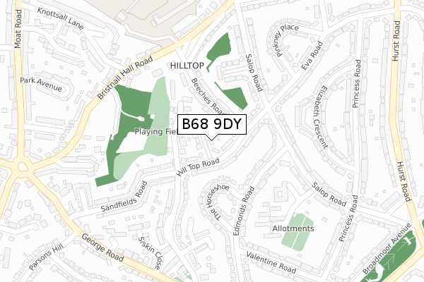 B68 9DY map - large scale - OS Open Zoomstack (Ordnance Survey)
