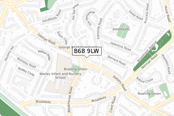 B68 9LW map - large scale - OS Open Zoomstack (Ordnance Survey) B68 9LW map - large scale - OS Open Zoomstack (Ordnance Survey)