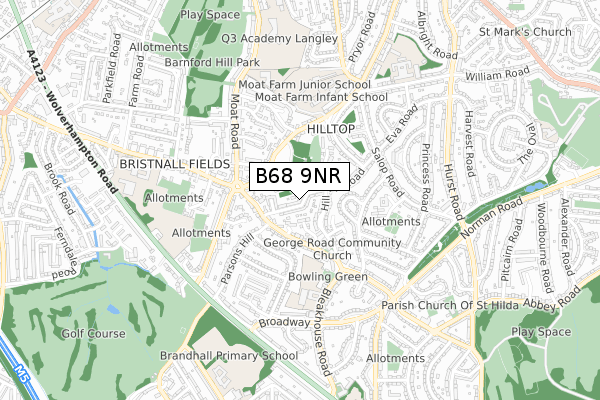 B68 9NR map - small scale - OS Open Zoomstack (Ordnance Survey)