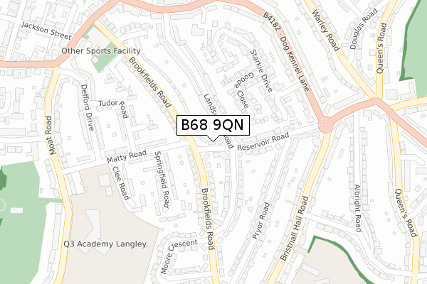 B68 9QN map - large scale - OS Open Zoomstack (Ordnance Survey)