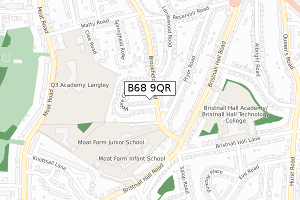 B68 9QR map - large scale - OS Open Zoomstack (Ordnance Survey)