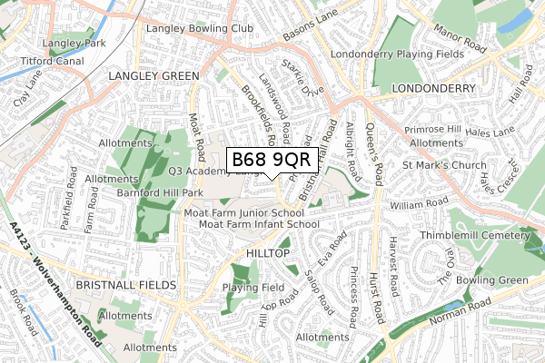 B68 9QR map - small scale - OS Open Zoomstack (Ordnance Survey)