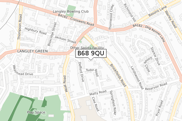 B68 9QU map - large scale - OS Open Zoomstack (Ordnance Survey)