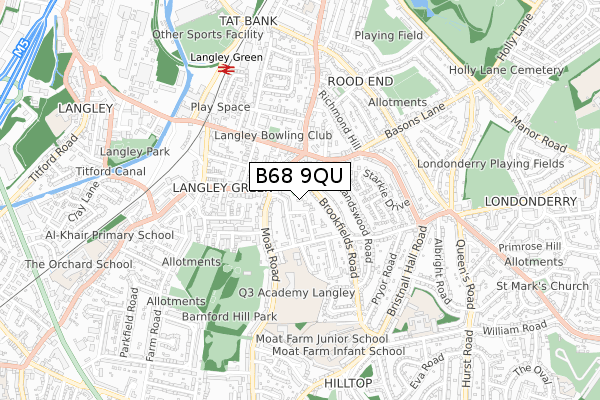 B68 9QU map - small scale - OS Open Zoomstack (Ordnance Survey)