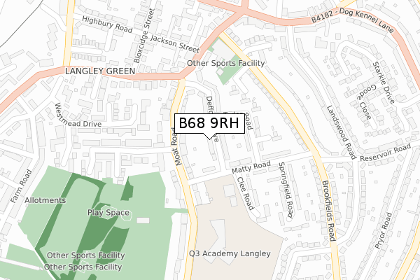 B68 9RH map - large scale - OS Open Zoomstack (Ordnance Survey)
