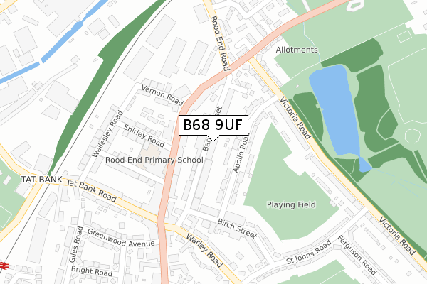 B68 9UF map - large scale - OS Open Zoomstack (Ordnance Survey)