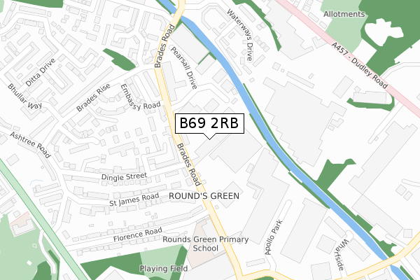 B69 2RB map - large scale - OS Open Zoomstack (Ordnance Survey)