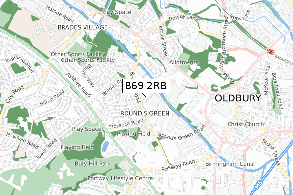 B69 2RB map - small scale - OS Open Zoomstack (Ordnance Survey)