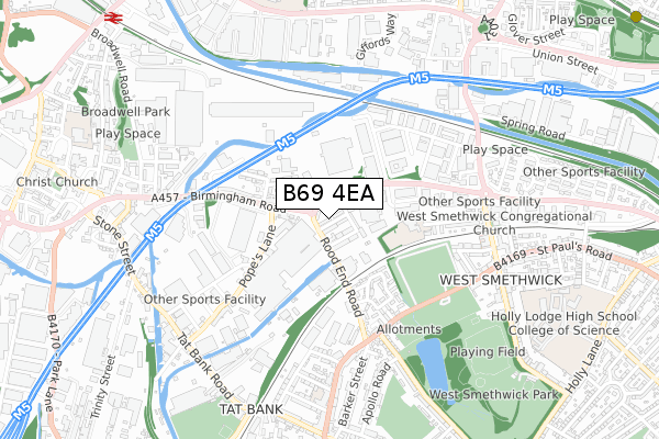 B69 4EA map - small scale - OS Open Zoomstack (Ordnance Survey)