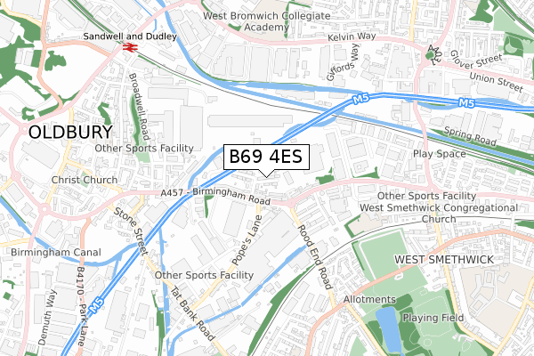 B69 4ES map - small scale - OS Open Zoomstack (Ordnance Survey)