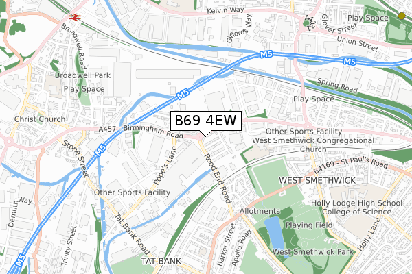 B69 4EW map - small scale - OS Open Zoomstack (Ordnance Survey)