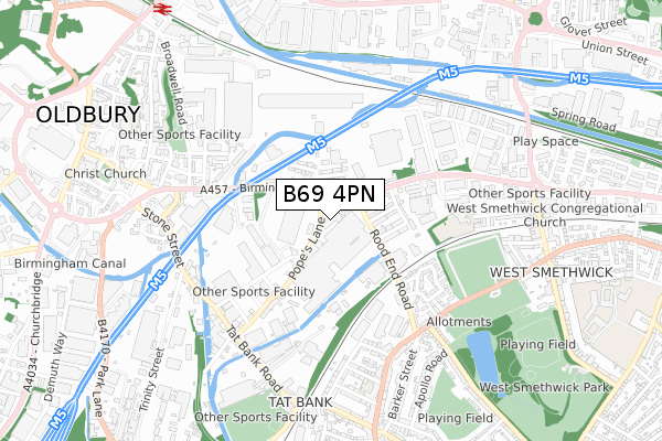 B69 4PN map - small scale - OS Open Zoomstack (Ordnance Survey)