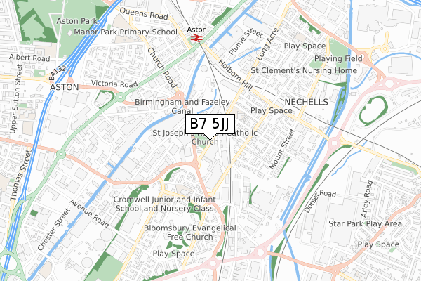 B7 5JJ map - small scale - OS Open Zoomstack (Ordnance Survey)