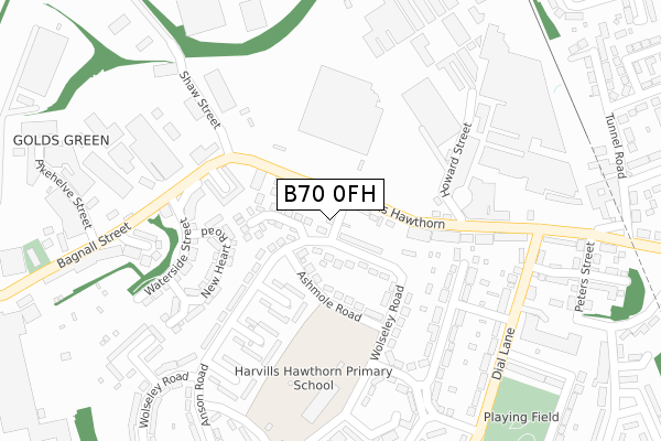B70 0FH map - large scale - OS Open Zoomstack (Ordnance Survey)