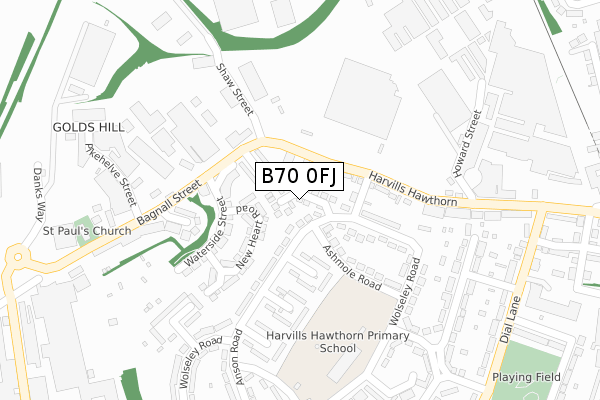 B70 0FJ map - large scale - OS Open Zoomstack (Ordnance Survey)