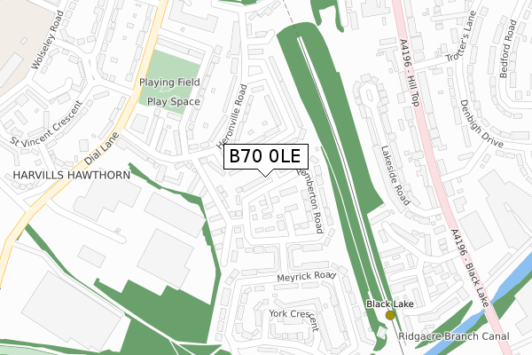 B70 0LE map - large scale - OS Open Zoomstack (Ordnance Survey)