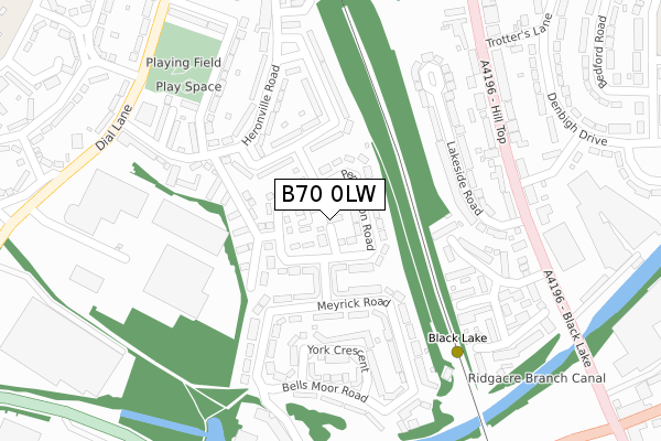 B70 0LW map - large scale - OS Open Zoomstack (Ordnance Survey)