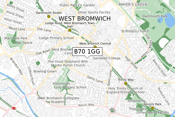 B70 1GG map - small scale - OS Open Zoomstack (Ordnance Survey)