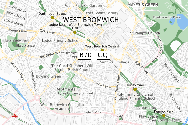B70 1GQ map - small scale - OS Open Zoomstack (Ordnance Survey)