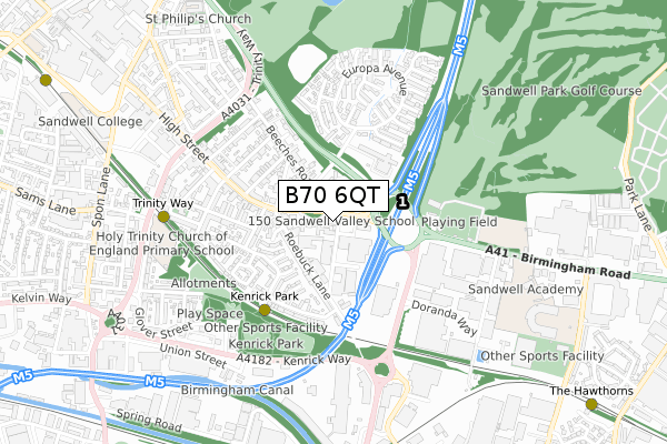 B70 6QT map - small scale - OS Open Zoomstack (Ordnance Survey) B70 6QT map - small scale - OS Open Zoomstack (Ordnance Survey)