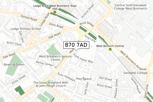 B70 7AD map - large scale - OS Open Zoomstack (Ordnance Survey)