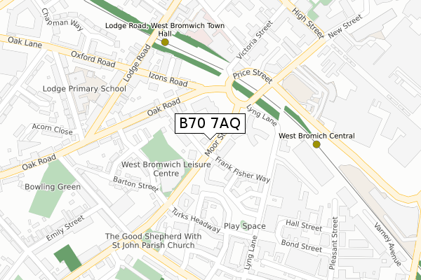 B70 7AQ map - large scale - OS Open Zoomstack (Ordnance Survey)