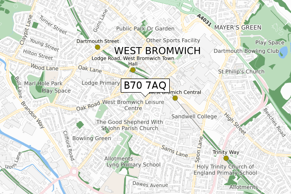 B70 7AQ map - small scale - OS Open Zoomstack (Ordnance Survey)