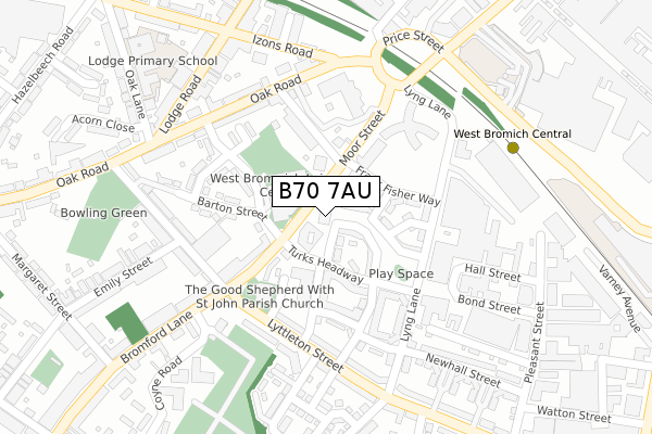 B70 7AU map - large scale - OS Open Zoomstack (Ordnance Survey)