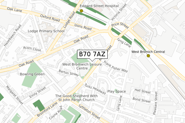 B70 7AZ map - large scale - OS Open Zoomstack (Ordnance Survey)
