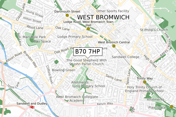 B70 7HP map - small scale - OS Open Zoomstack (Ordnance Survey)