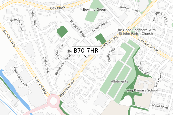 B70 7HR map - large scale - OS Open Zoomstack (Ordnance Survey)