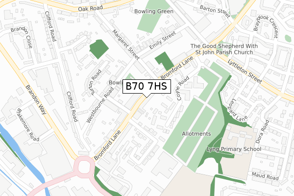 B70 7HS map - large scale - OS Open Zoomstack (Ordnance Survey)