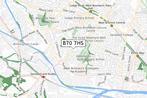 B70 7HS map - small scale - OS Open Zoomstack (Ordnance Survey)