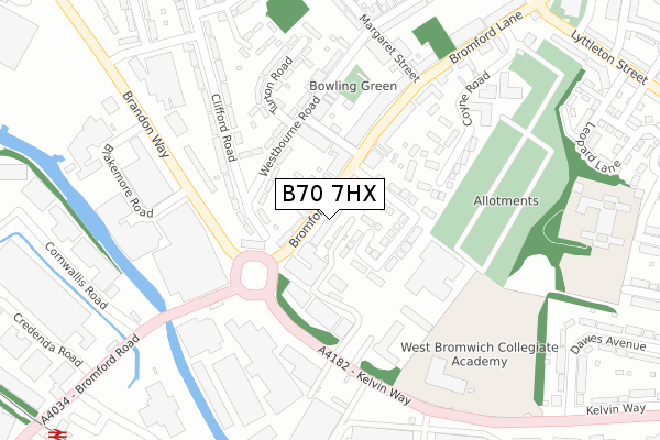 B70 7HX map - large scale - OS Open Zoomstack (Ordnance Survey)