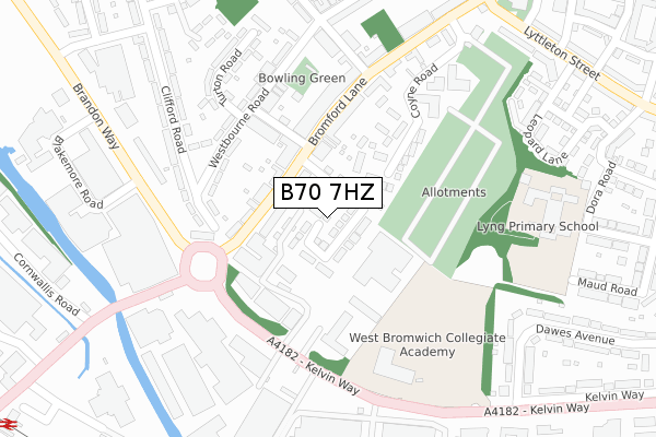 B70 7HZ map - large scale - OS Open Zoomstack (Ordnance Survey)