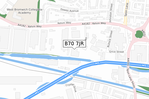 B70 7JR map - large scale - OS Open Zoomstack (Ordnance Survey)