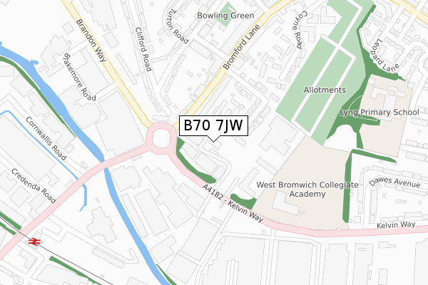 B70 7JW map - large scale - OS Open Zoomstack (Ordnance Survey)