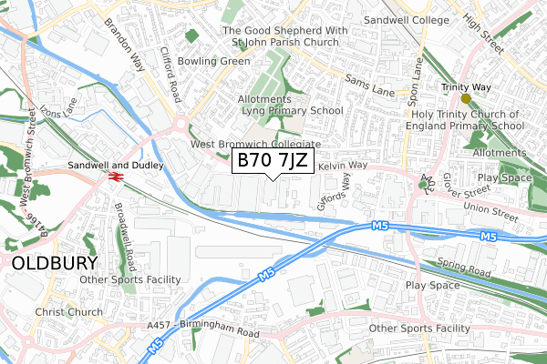 B70 7JZ map - small scale - OS Open Zoomstack (Ordnance Survey)