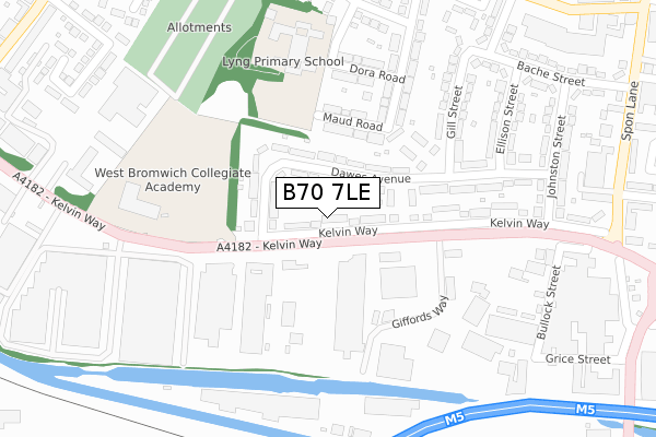 B70 7LE map - large scale - OS Open Zoomstack (Ordnance Survey)