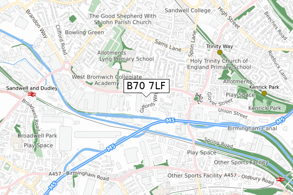 B70 7LF map - small scale - OS Open Zoomstack (Ordnance Survey)