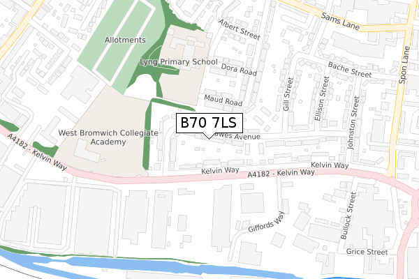 B70 7LS map - large scale - OS Open Zoomstack (Ordnance Survey)