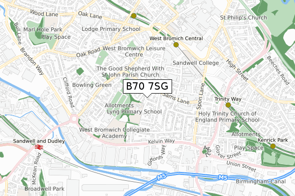 B70 7SG map - small scale - OS Open Zoomstack (Ordnance Survey)