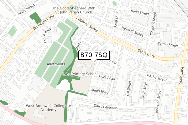 B70 7SQ map - large scale - OS Open Zoomstack (Ordnance Survey)