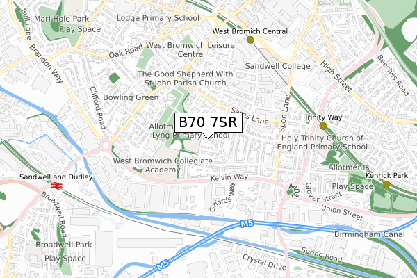 B70 7SR map - small scale - OS Open Zoomstack (Ordnance Survey)